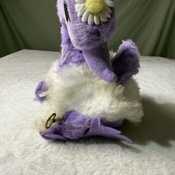 Vtg Commonwealth Toys Musical Wind Up Plush Goose Swan Purple White Works 50s - Picture 2 of 4